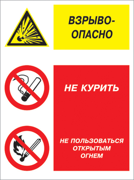 Кз 11 взрывоопасно - не курить и не пользоваться открытым огнем. (пленка, 300х400 мм) - Знаки безопасности - Комбинированные знаки безопасности - ohrana.inoy.org