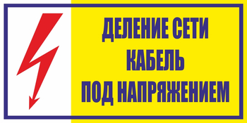 S17 деление сети. кабель под напряжением (пластик, 200х100 мм) - Знаки безопасности - Вспомогательные таблички - ohrana.inoy.org